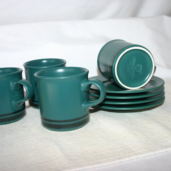 Pfaltzgraff Solstice Dark Green 4 Piece Coffee and Saucer (8 pieces) Set… - Picture 3 of 5